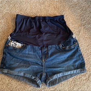 Oh! Mamma dark wash Maternity Jean shorts
